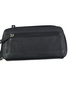 Tignanello Black with Brown Signature Lining Leather Zip-Around Wallet